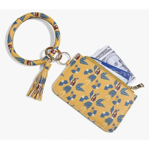 5 For $20.00 Circle Bangle Keychain Wallet ID Card Holder Wristlet - Picture 10 of 11